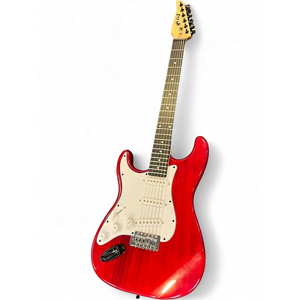 Used Lyx Pro Red and White Solid Body Electric Guitar