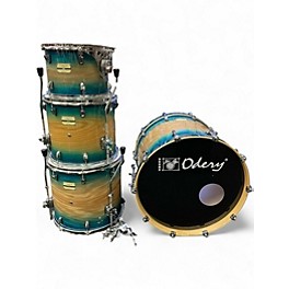 Used Odery 4 Piece Fluence Fusion Blue Burst over Ash Drum Kit