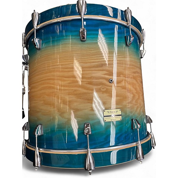 Used Odery 4 Piece Fluence Fusion Blue Burst over Ash Drum Kit