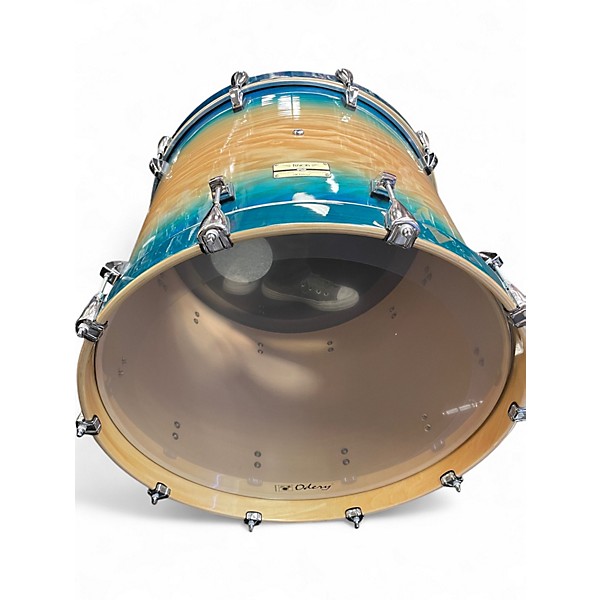 Used Odery 4 Piece Fluence Fusion Blue Burst over Ash Drum Kit