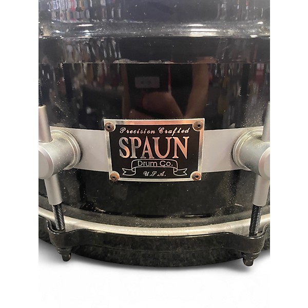 Used Spaun 6.5in black and silver stripe Black with Silver Pinstripes Drum