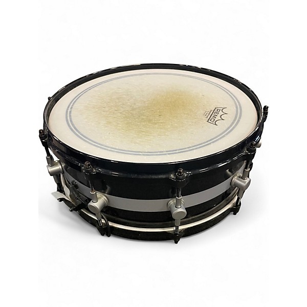 Used Spaun 6.5in black and silver stripe Black with Silver Pinstripes Drum