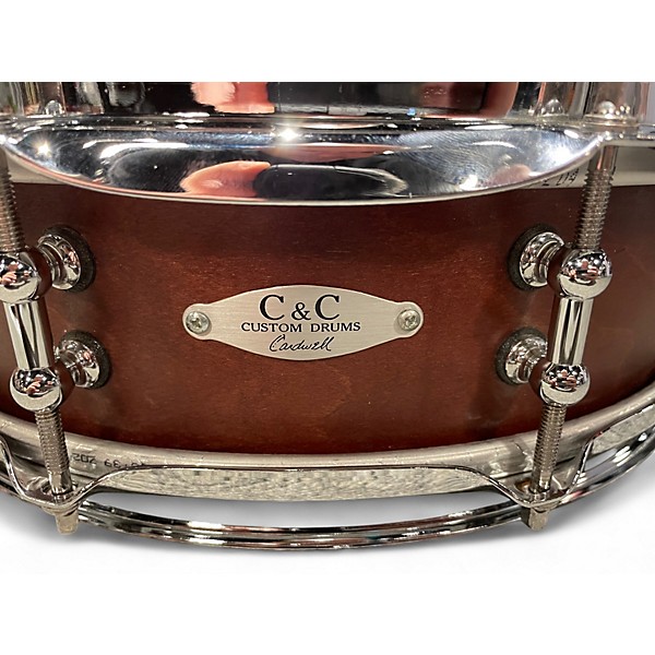 Used C&C Drum Company 4X14 CUSTOM CARDWELL SNARE Worn Brown Drum