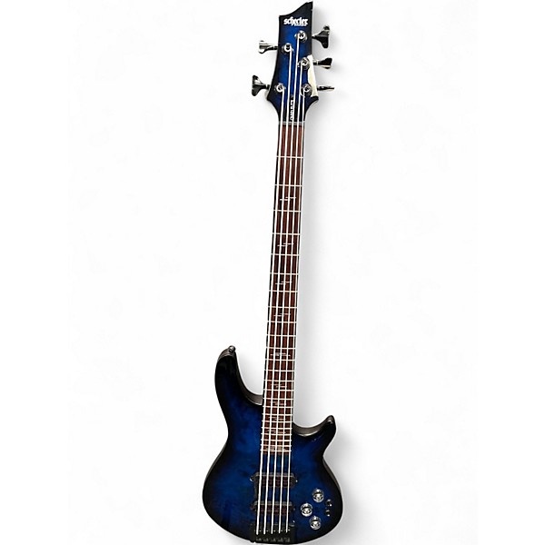Used Schecter Guitar Research Omen Elite-5 Blue Electric Bass Guitar
