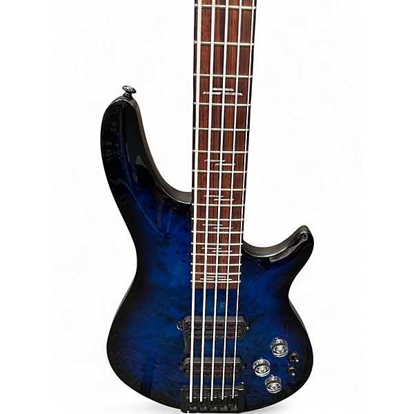 Used Schecter Guitar Research Omen Elite-5 Blue Electric Bass Guitar