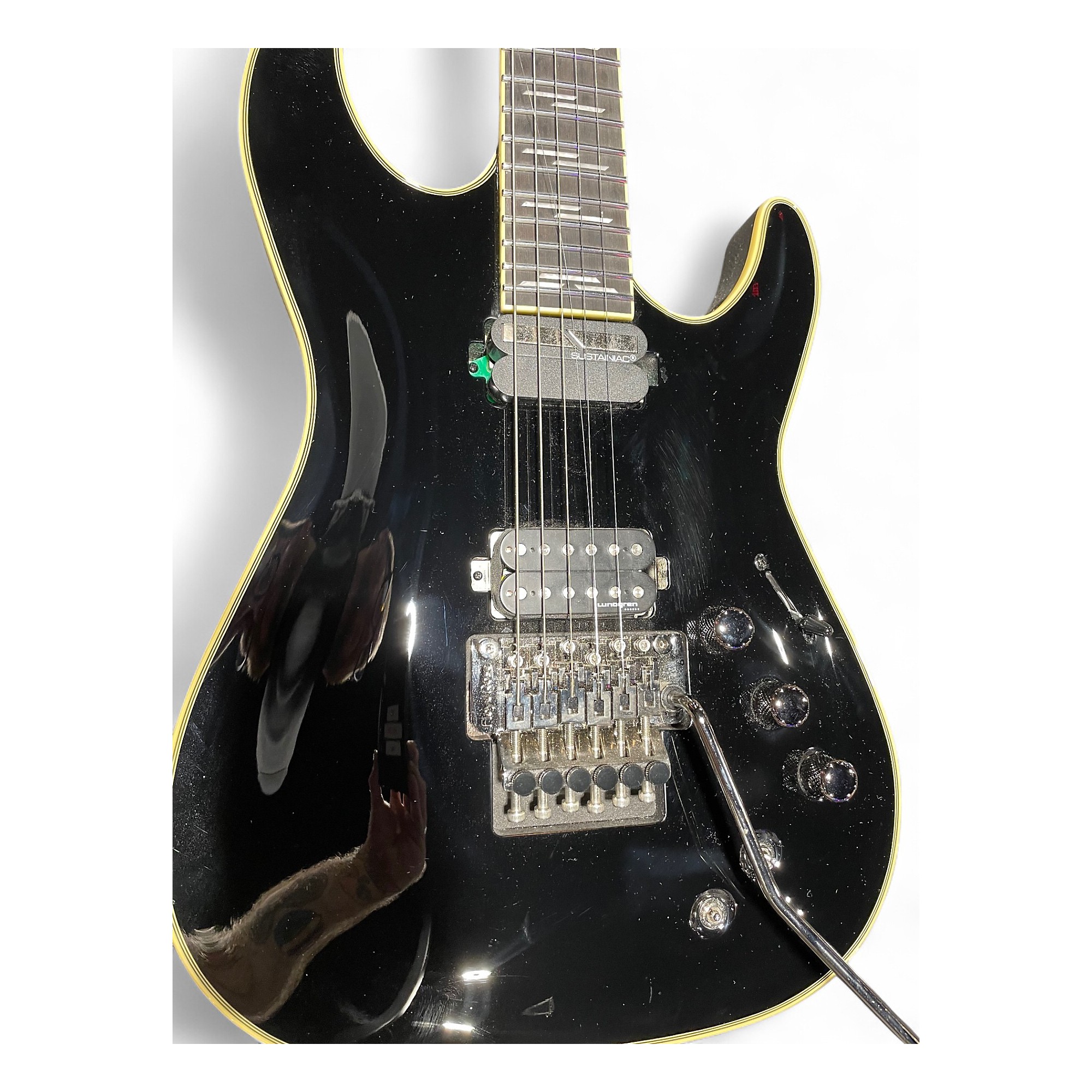Used Schecter Guitar Research c-1 fr s Black Solid Body