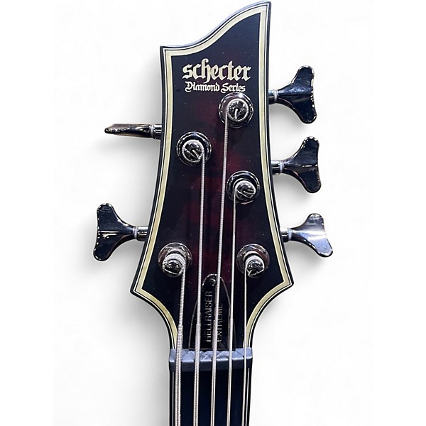 Used Schecter Guitar Research Hellraiser Extreme-5 Crimson Red Burst Electric Bass Guitar