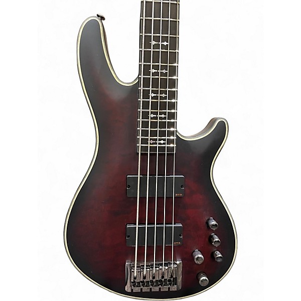 Used Schecter Guitar Research Hellraiser Extreme-5 Crimson Red Burst Electric Bass Guitar