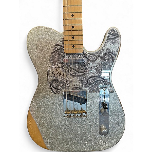 Used Fender Brad Paisley Road Worn Telecaster Silver Sparkle Solid Body Electric Guitar