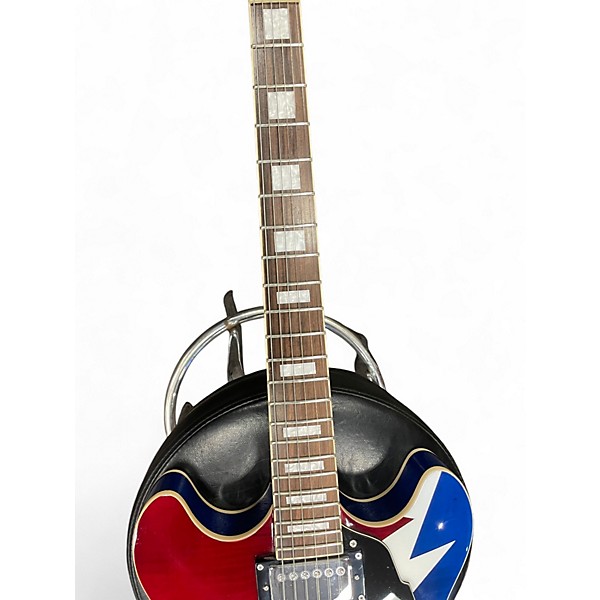 Used D'Angelico Premier Grateful Dead DC Red White and Blue Lightning Hollow Body Electric Guitar