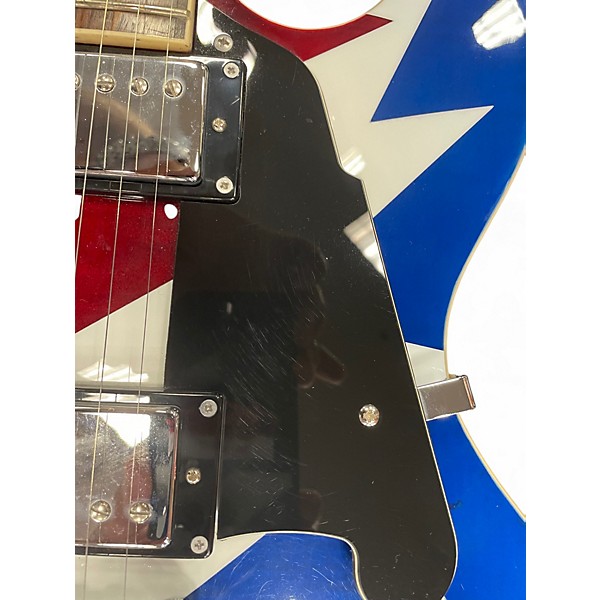 Used D'Angelico Premier Grateful Dead DC Red White and Blue Lightning Hollow Body Electric Guitar