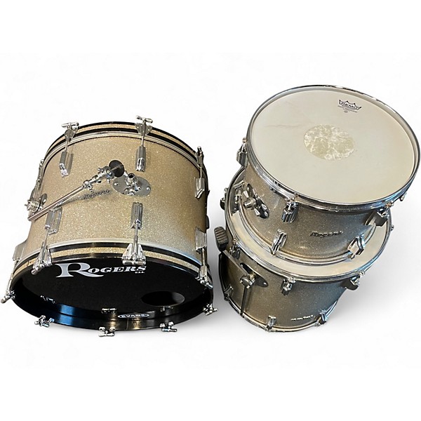 Vintage 1960s Rogers 3 Piece Cleveland Series Holiday Champagne Sparkle Drum Kit