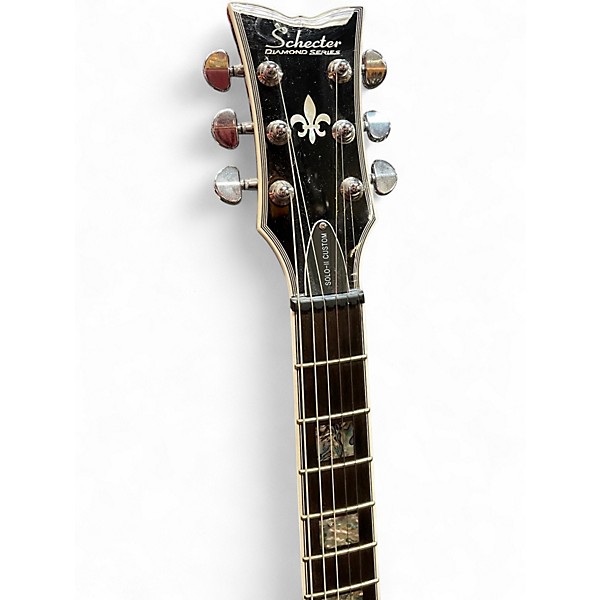 Used Schecter Guitar Research Solo II Custom Natural Gloss Burl Turquoise Solid Body Electric Guitar