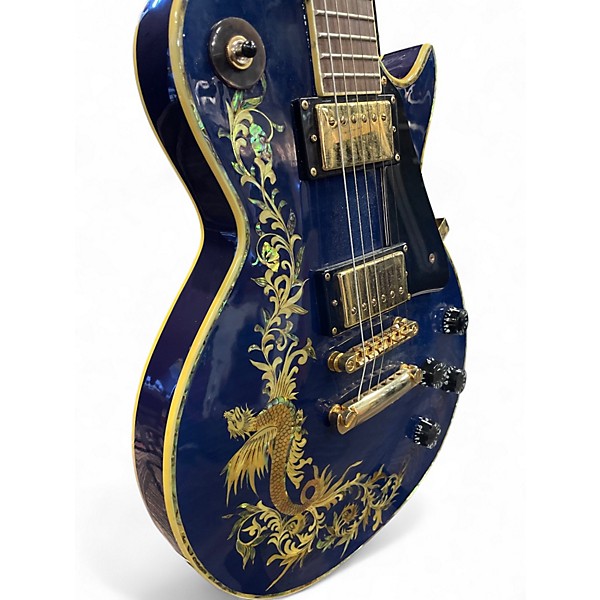 Used Antonio Sai BLUE-GOLD DRAGON BLUE Solid Body Electric Guitar
