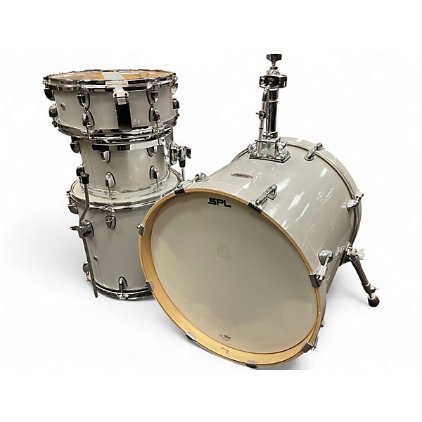 Used SPL 4 Piece Street Bop Silver Metallic Glitter Drum Kit