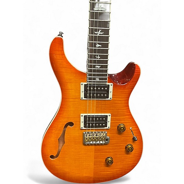 Used PRS SE Custom 24 Semi-Hollow Piezo Vintage Sunburst Hollow Body Electric Guitar