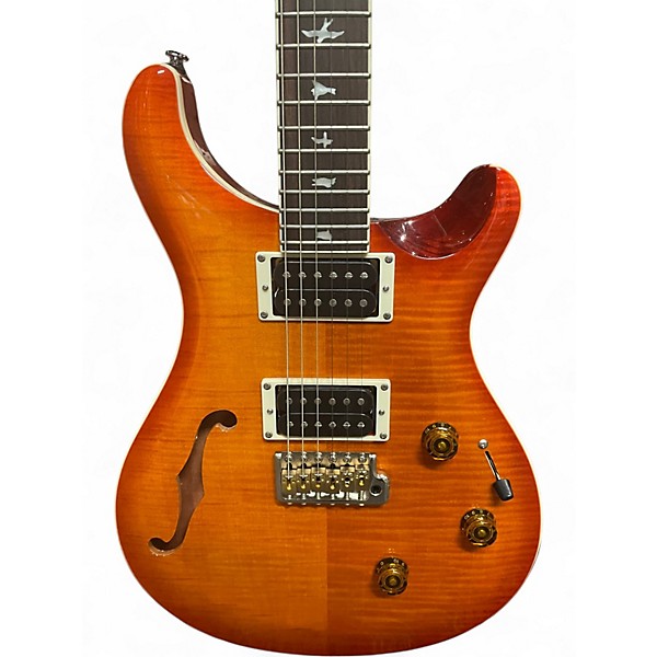 Used PRS SE Custom 24 Semi-Hollow Piezo Vintage Sunburst Hollow Body Electric Guitar