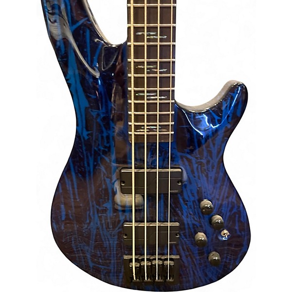 Used Schecter Guitar Research C4 4 String SILVER MOUNTAIN COBALT BLUE Electric Bass Guitar