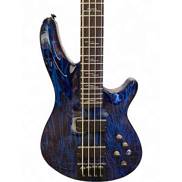 Used Schecter Guitar Research C4 4 String SILVER MOUNTAIN COBALT BLUE Electric Bass Guitar