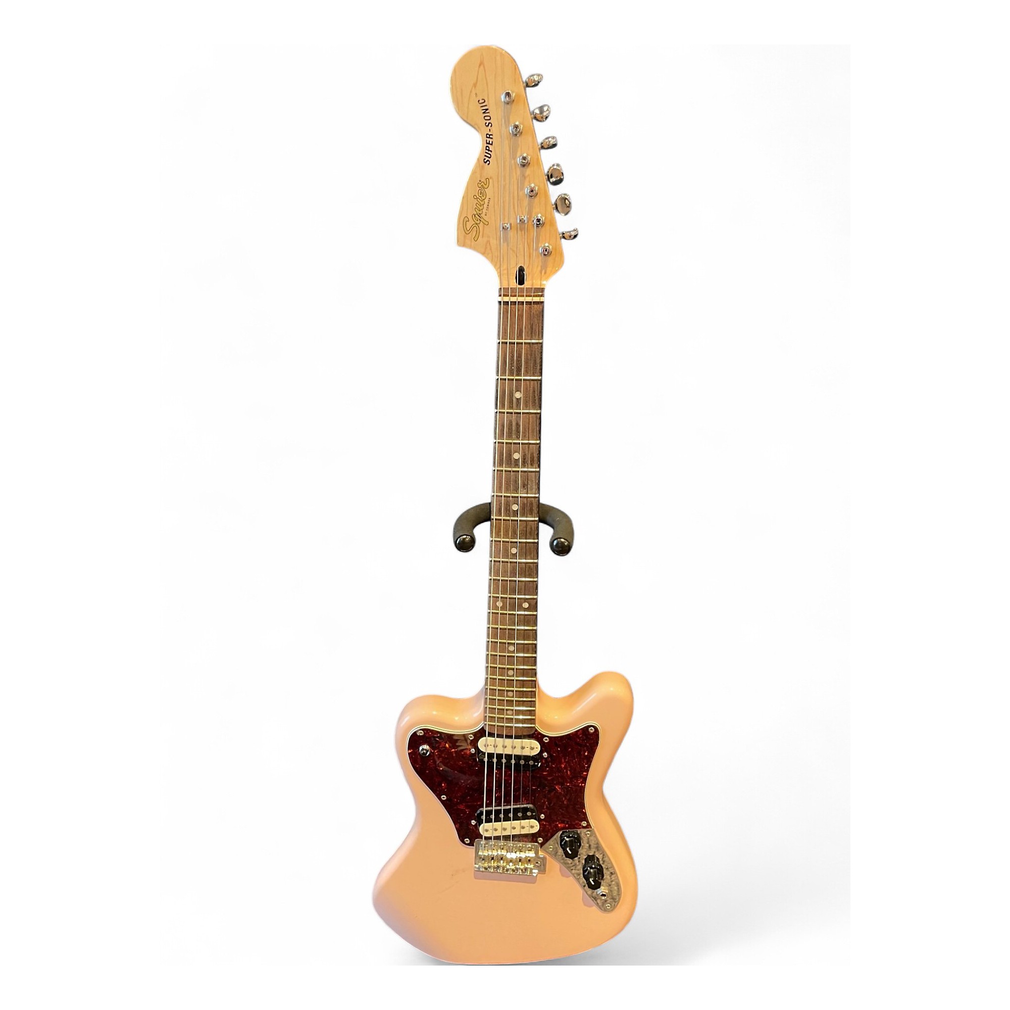 Used Squier Paranormal Super-Sonic Shell Pink Solid Body
