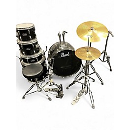 Used Pearl 5 Piece ROADSHOW COMPLETE Jet Black Drum Kit