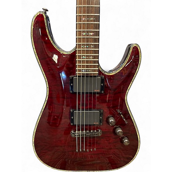 Used Schecter Guitar Research Hellraiser C1 Crimson Red Trans Solid Body Electric Guitar