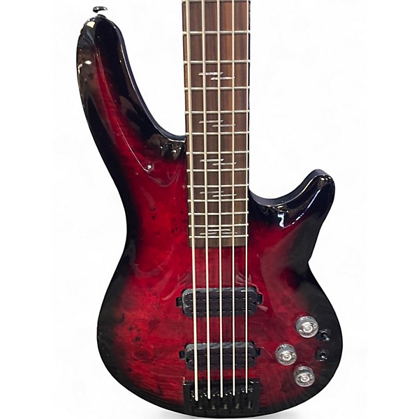 Used Schecter Guitar Research Omen Elite-5 Crimson Red Burst Electric Bass Guitar