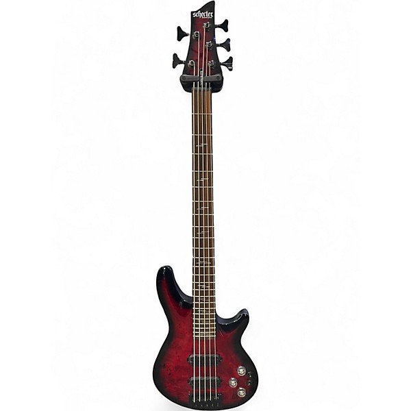 Used Schecter Guitar Research Omen Elite-5 Crimson Red Burst Electric Bass Guitar