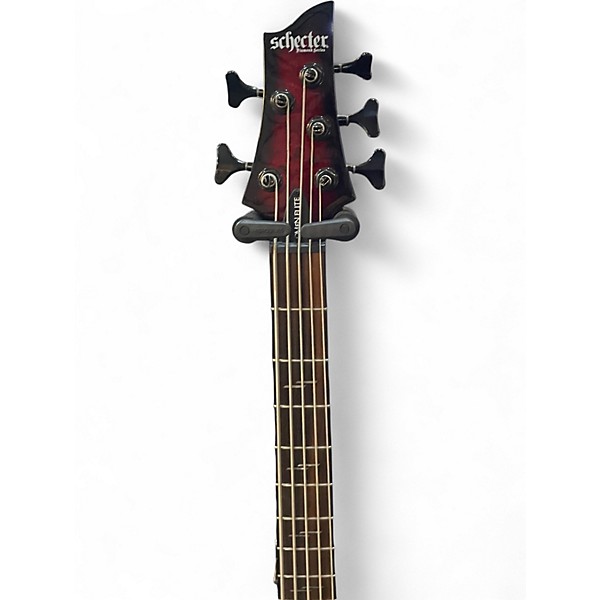 Used Schecter Guitar Research Omen Elite-5 Crimson Red Burst Electric Bass Guitar