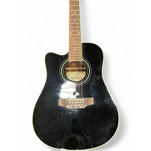 Used De Rosa 12 String Acoustic Electric Black 12 String Acoustic Electric Guitar