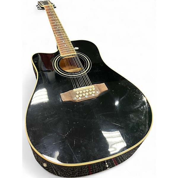 Used De Rosa 12 String Acoustic Electric Black 12 String Acoustic Electric Guitar