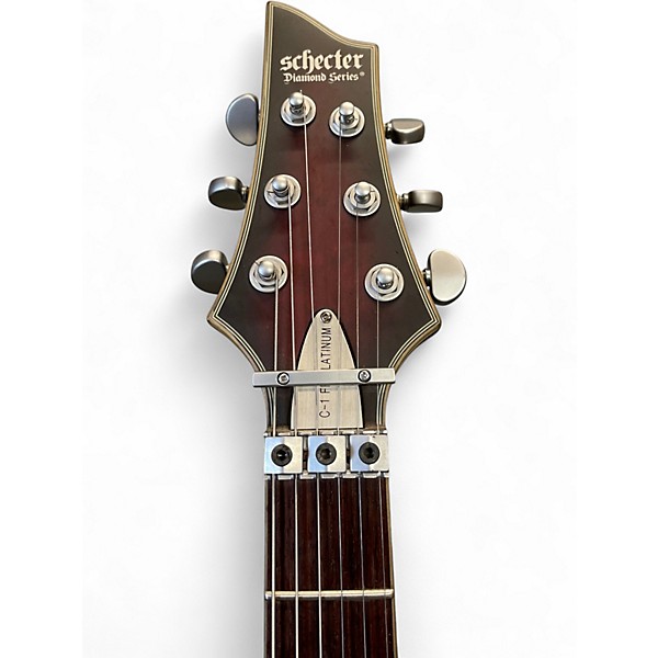 Used Schecter Guitar Research C1 Platinum FR Crimson Red Burst Solid Body Electric Guitar