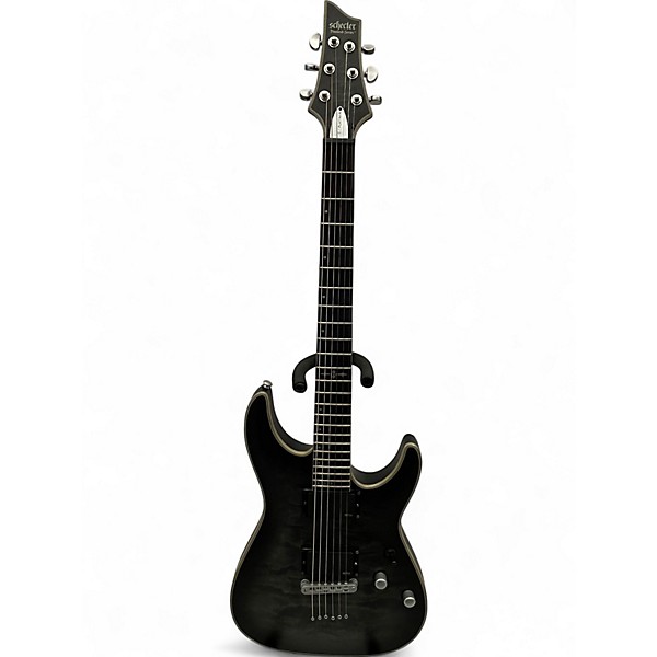 Used Schecter Guitar Research C1 Platinum Translucent Black Solid Body Electric Guitar