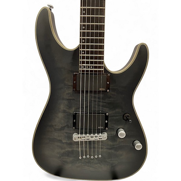 Used Schecter Guitar Research C1 Platinum Translucent Black Solid Body Electric Guitar