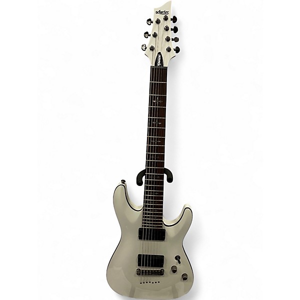 Used Schecter Guitar Research Demon 7 String Vintage White Solid Body Electric Guitar