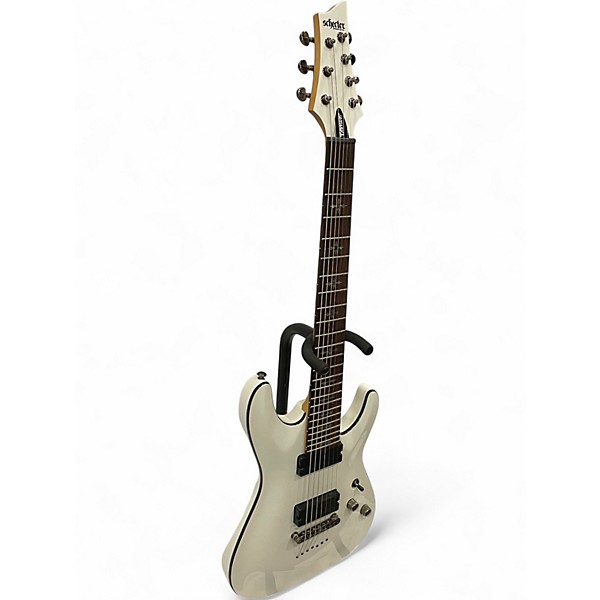 Used Schecter Guitar Research Demon 7 String Vintage White Solid Body Electric Guitar
