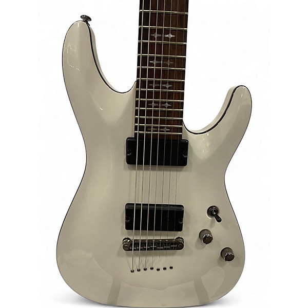 Used Schecter Guitar Research Demon 7 String Vintage White Solid Body Electric Guitar
