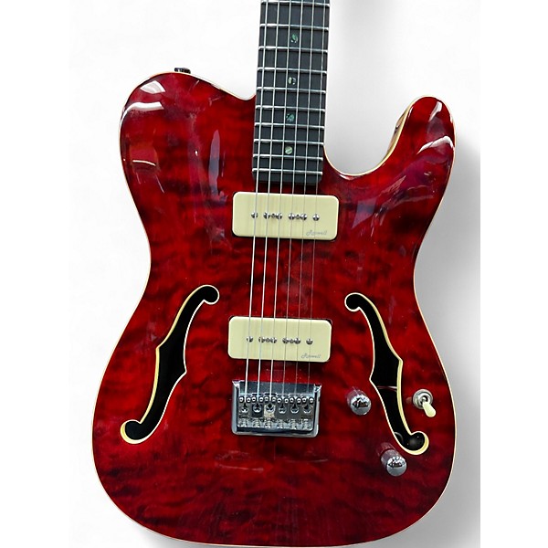 Used Harley Benton TE-90QM Trans Red Solid Body Electric Guitar