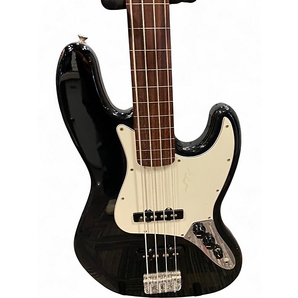 Used Fender Standard Fretless Jazz Bass Black and White Electric Bass Guitar