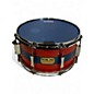 Used Pork Pie USA 13in custom maple snare drum orange sparkle with blue middle stripe  Drum thumbnail