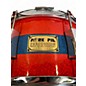 Used Pork Pie USA 13in custom maple snare drum orange sparkle with blue middle stripe  Drum
