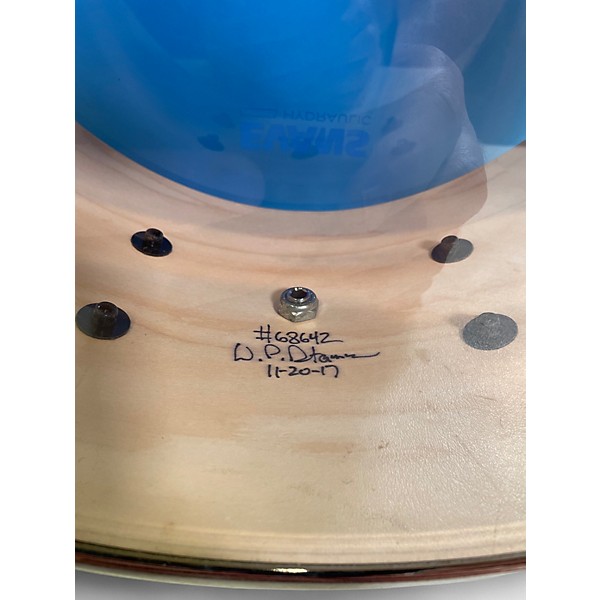 Used Pork Pie USA 13in custom maple snare drum orange sparkle with blue middle stripe  Drum