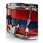 Used Pork Pie USA 13in custom maple snare drum orange sparkle with blue middle stripe  Drum