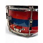 Used Pork Pie USA 13in custom maple snare drum orange sparkle with blue middle stripe  Drum