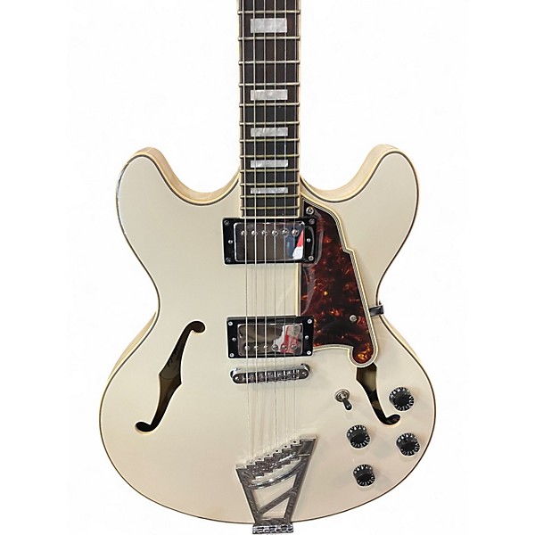Used D'Angelico Premier Series DC WHITE SPARKLE Hollow Body Electric Guitar