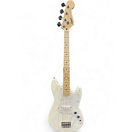Used Squier Bronco Alpine White Electric Bass Guitar