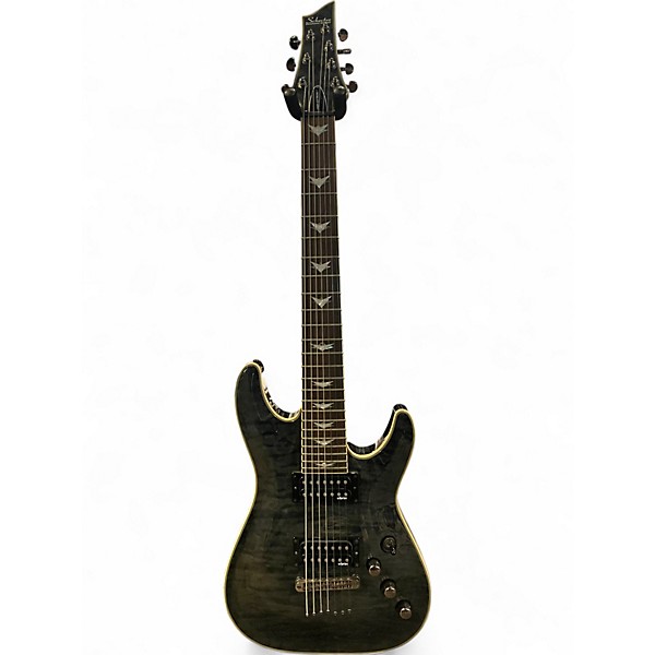 Used Schecter Guitar Research Omen 7 Trans Black Solid Body Electric Guitar
