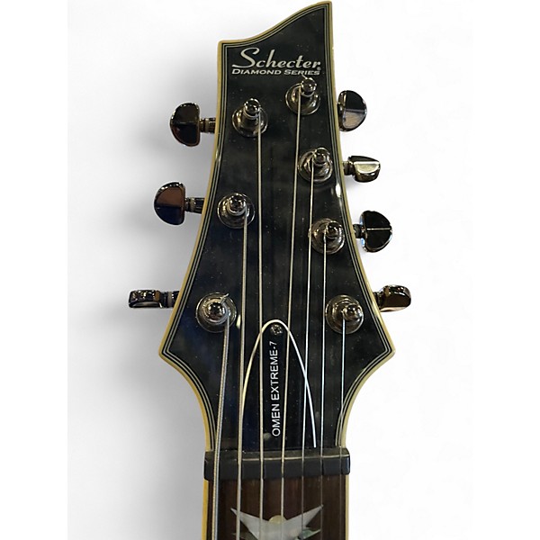 Used Schecter Guitar Research Omen 7 Trans Black Solid Body Electric Guitar