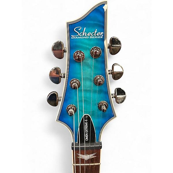 Used Schecter Guitar Research Omen Extreme 6 Ocean Blue Burst Solid Body Electric Guitar