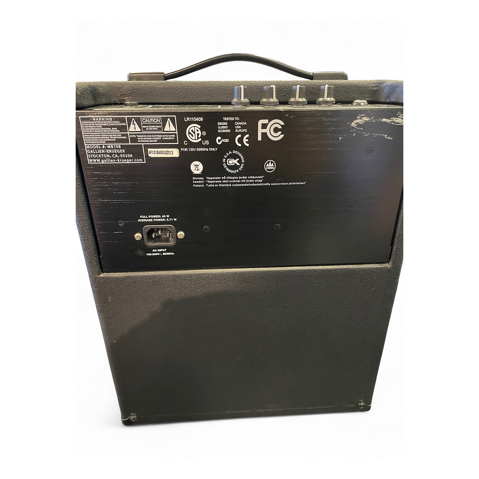 ベース GALLIEN-KRUEGER MB108 MB 108 Specs — Gallien-Krueger